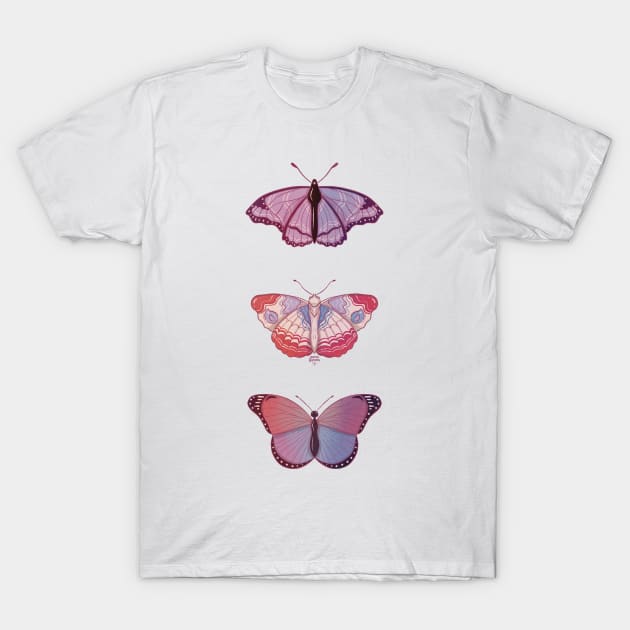 Three butterflies (vertical) T-Shirt by Heyitsgarazi
